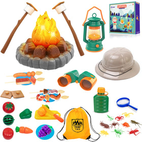 MITCIEN camping toys pretend campfire glow for cozy indoor play.