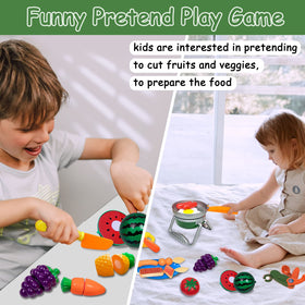 MITCIEN Cut up fruits and toy foods for interactive pretend cooking