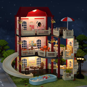 MITCIEN dollhouse night lights illuminate evening pretend play