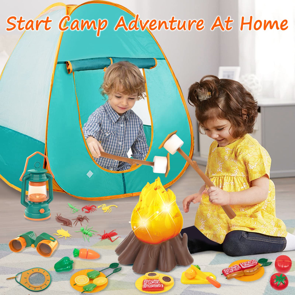 MITCIEN kid camping gear set pop-up tent ready for indoor or outdoor use