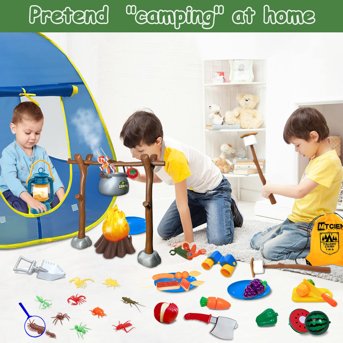 MITCIEN campfire with realistic design supports pretend cooking and storytelling