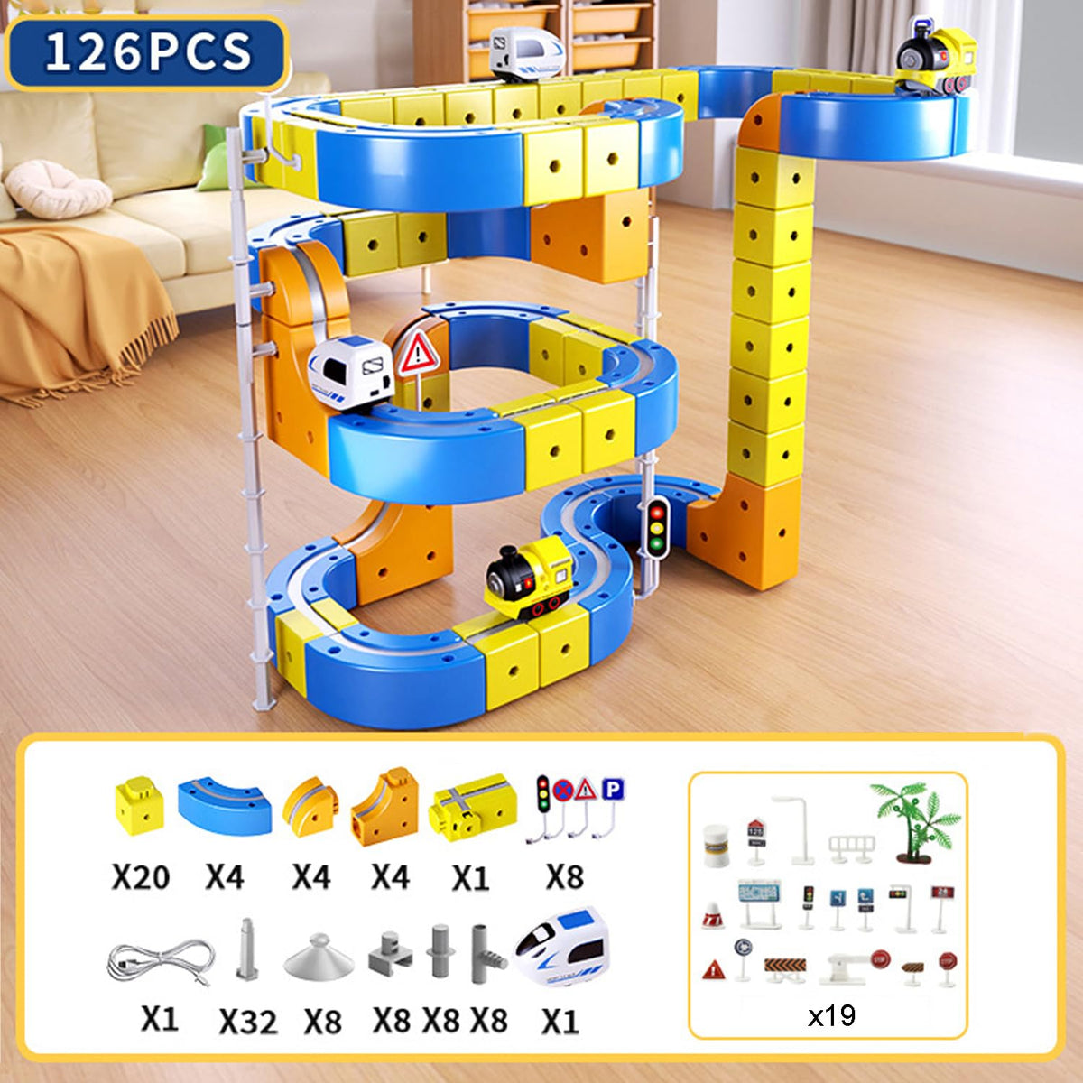MITLINK Electric Train Set loop and climb demonstrates dynamic movement for active learning