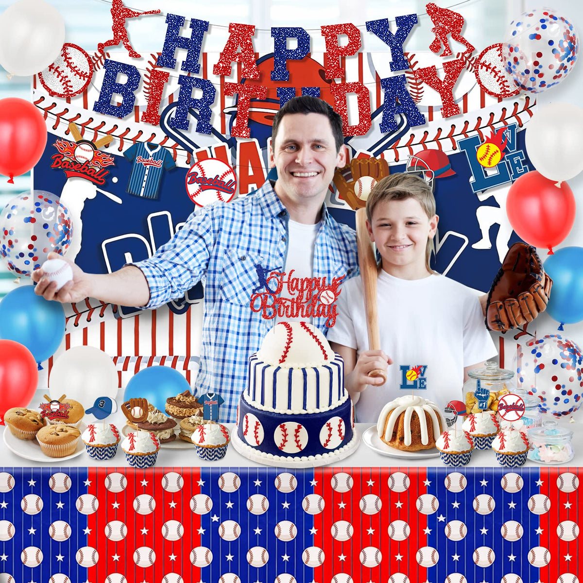 Miucat baseball foil balloons create eye-catching accents for photos and ambiance.