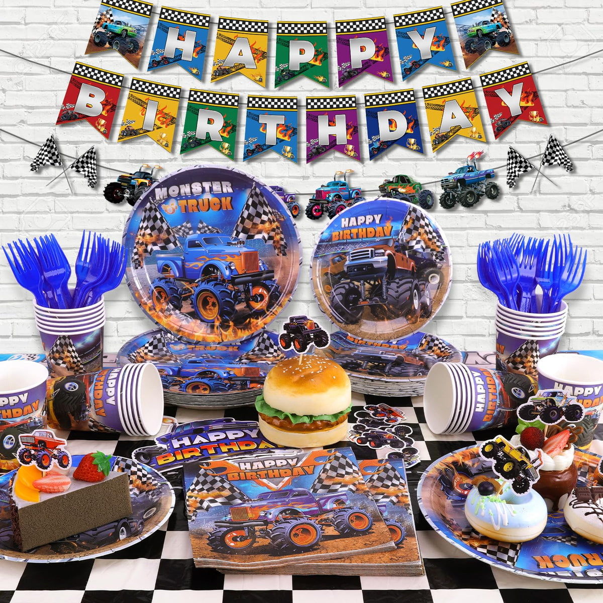 Miucat Monster Truck cake topper crowns the birthday cake with bright style