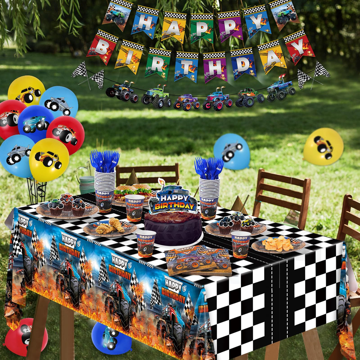 Miucat cupcake toppers feature monster trucks to decorate treats