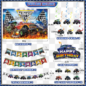 Miucat Monster Truck tablecloth protects surfaces with waterproof, disposable convenience.