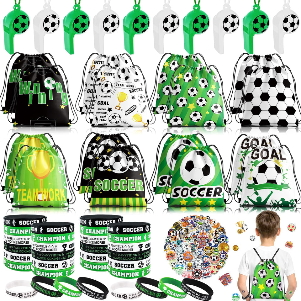 Miucat soccer party favors pack, includes whistles and keepsake items for guests