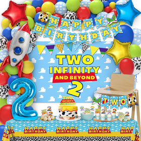 Miucat Two Infinity and Beyond banner enhances birthday decor with bold colors
