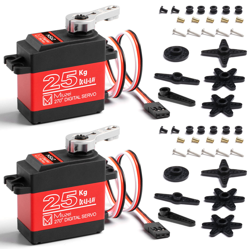 Miuzei 25kg high-torque servo front view for precise steering.