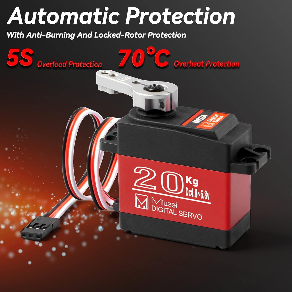 High-torque Miuzei servo delivers up to 22.8 kg·cm for fast responses.