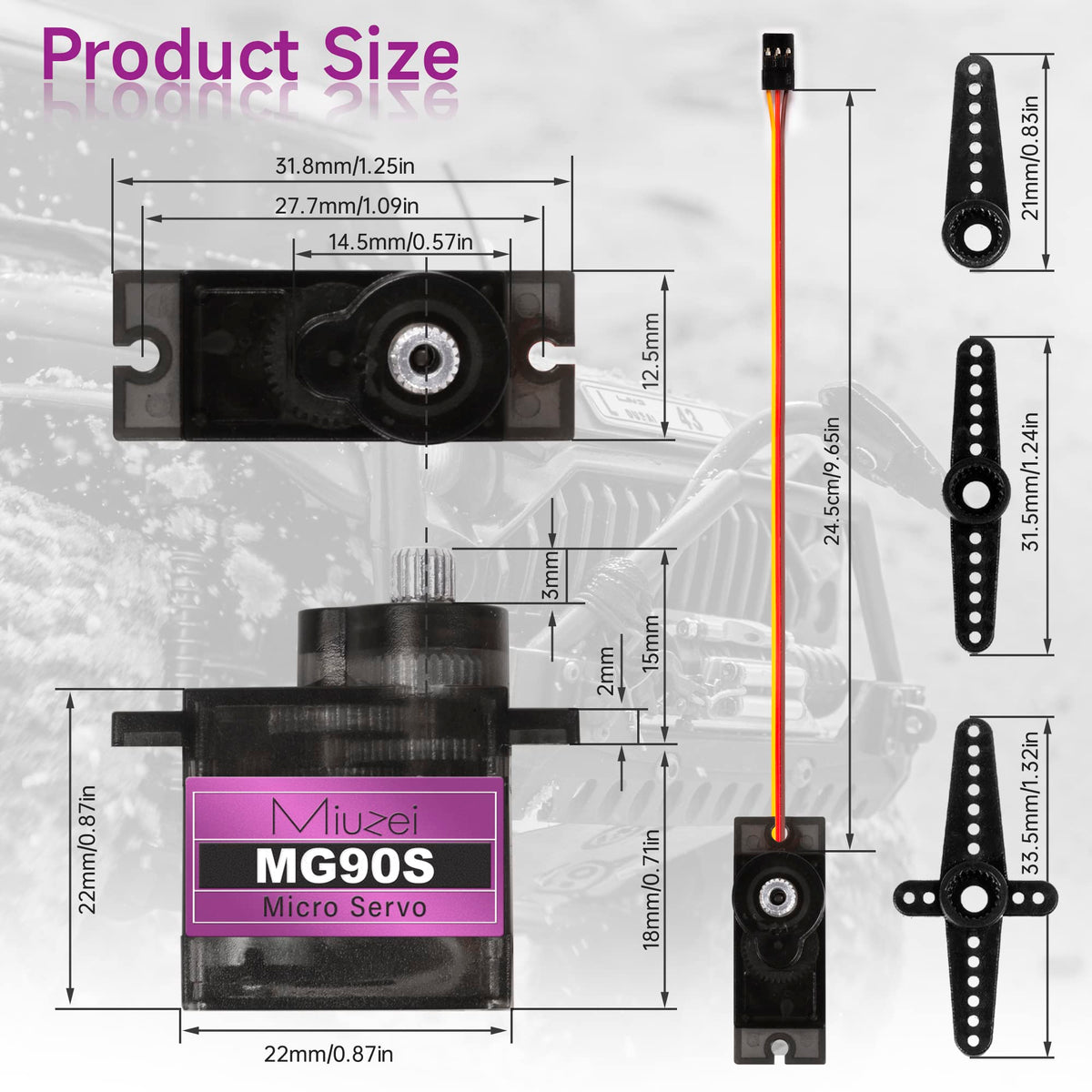 Miuzei MG90S supports 4.8–6V operation in hobby builds.