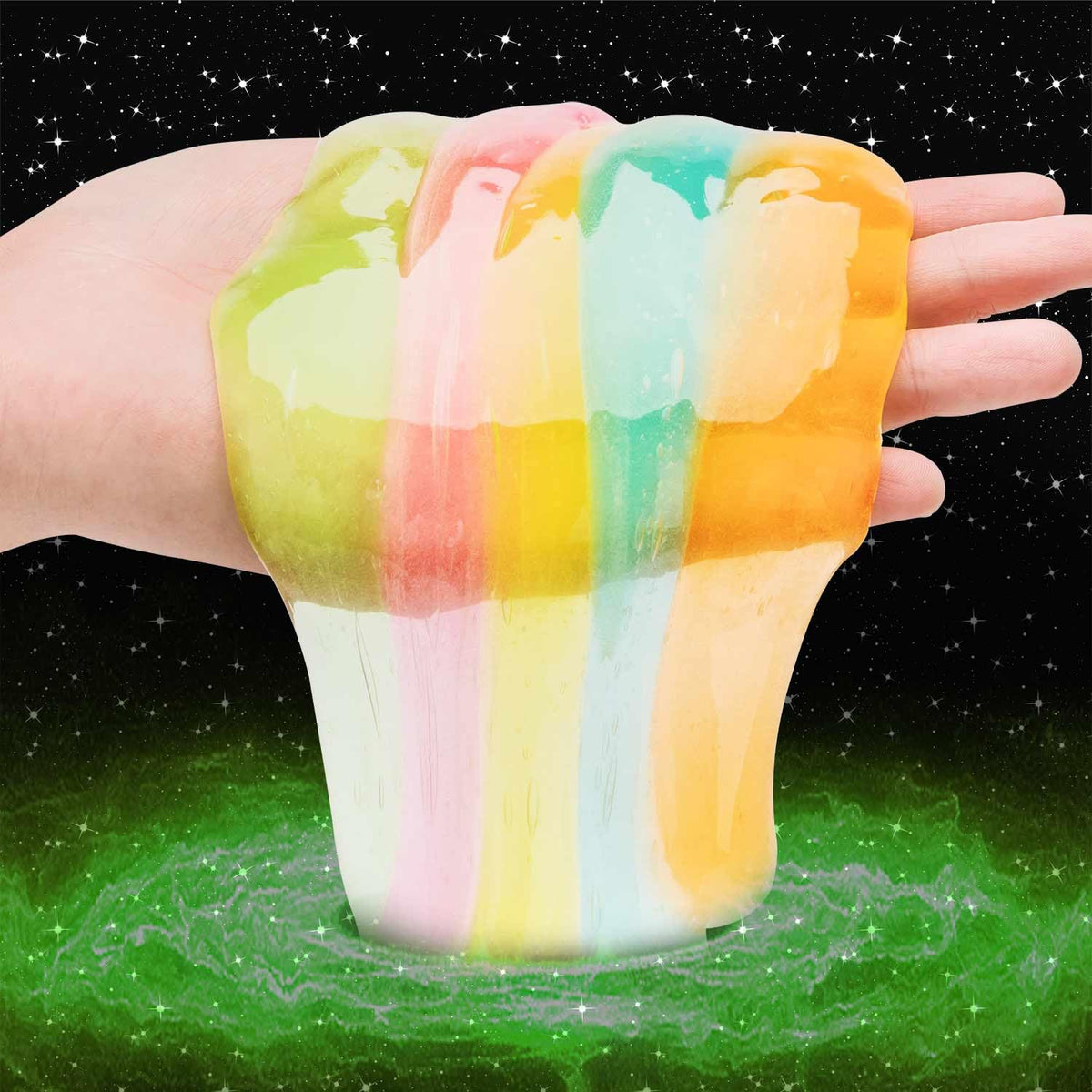 MiVRIU galaxy-themed glow slime adds magical ambiance to birthday decor.