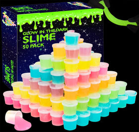 MiVRIU glow-in-the-dark slime 50-pack, vibrant colors for parties.