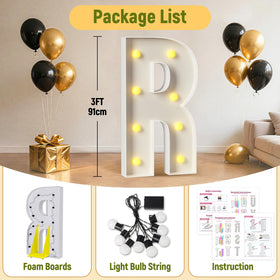 Mixifox 3ft marquee letter R lit-up supports quick, professional DIY setup