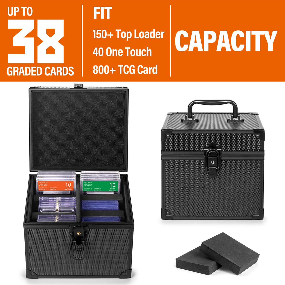 MIXPOET collector storage box interior foam dividers keep cards snug