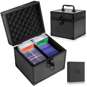 MIXPOET graded card storage box front view with sturdy aluminum frame for protection