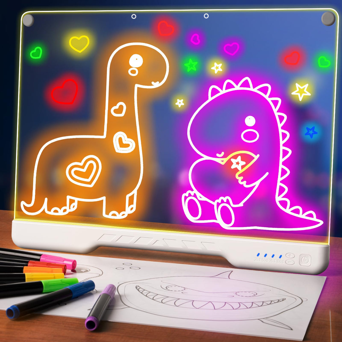 Mixvova 16-inch LED drawing board front view enables glow doodles.
