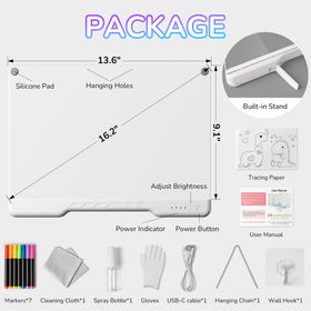 Mixvova LED drawing board side view with adjustable stand for versatile drawing.