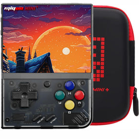 Miyoo Mini Plus front view showing compact handheld design for on the go gaming.