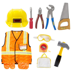 Mizzuco construction worker costume kit for kids, encourages imaginative play and role-play learning.