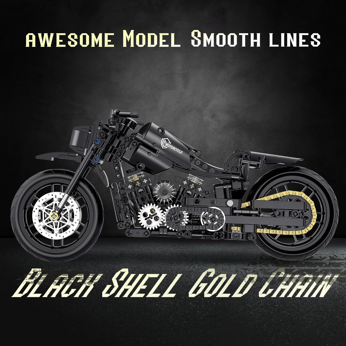 MJDDJA 1:8 motorcycle side view highlighting detailed body.