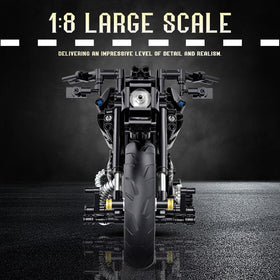 MJDDJA 1:8 motorcycle brake discs and gears close-up.
