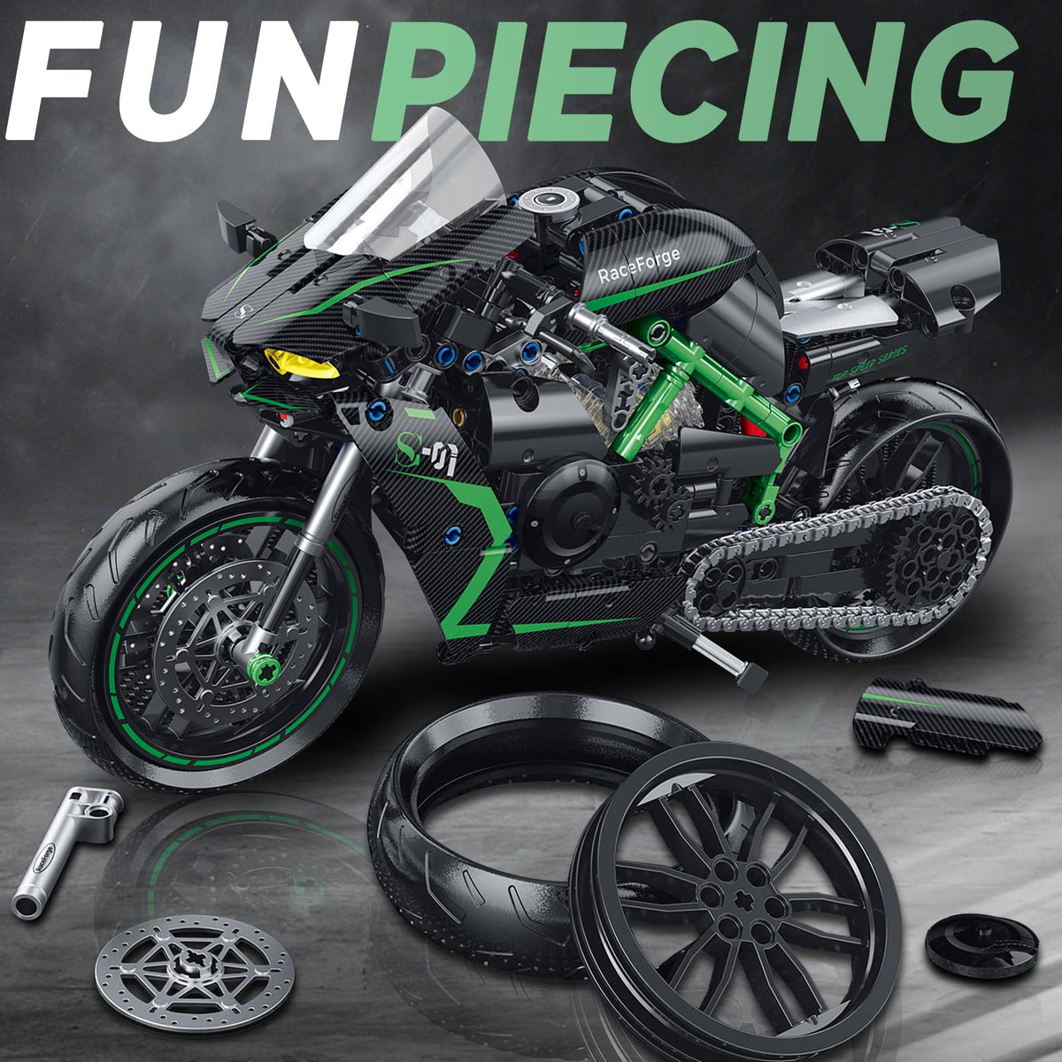 MJDDJA 1:8 motorcycle model decorative decals and windshield for gift-ready presentation