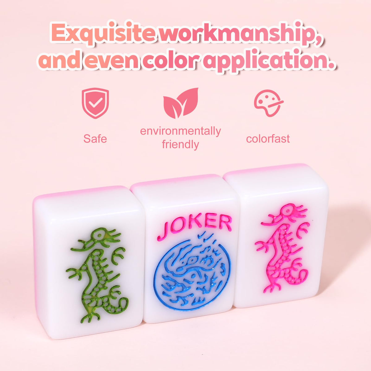 MJDYTYT pink mahjong set includes dice and winders for quick setup