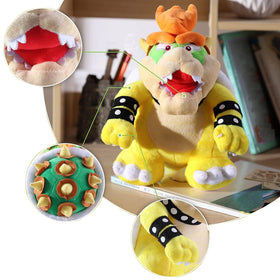 MJJAOQYF Bowser plush back view, durable stitching for long-lasting play.