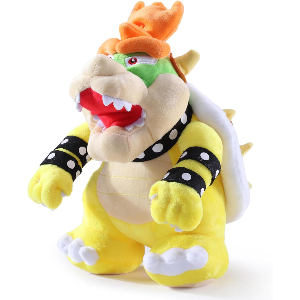 MJJAOQYF Bowser plush 10-inch yellow, front view, ideal for cuddling and play.