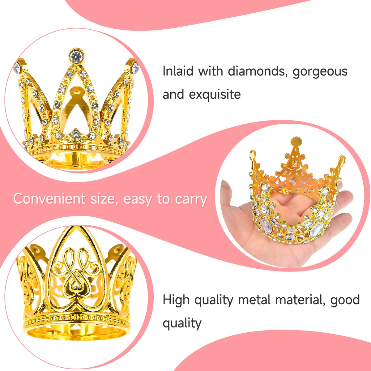 MJOGGOTT diamond alloy crown topper shines with crystals for festive visuals