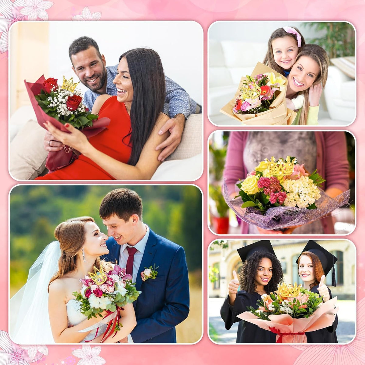 MJOGGOTT gold crown bouquet crowns add royal charm to flower arrangements