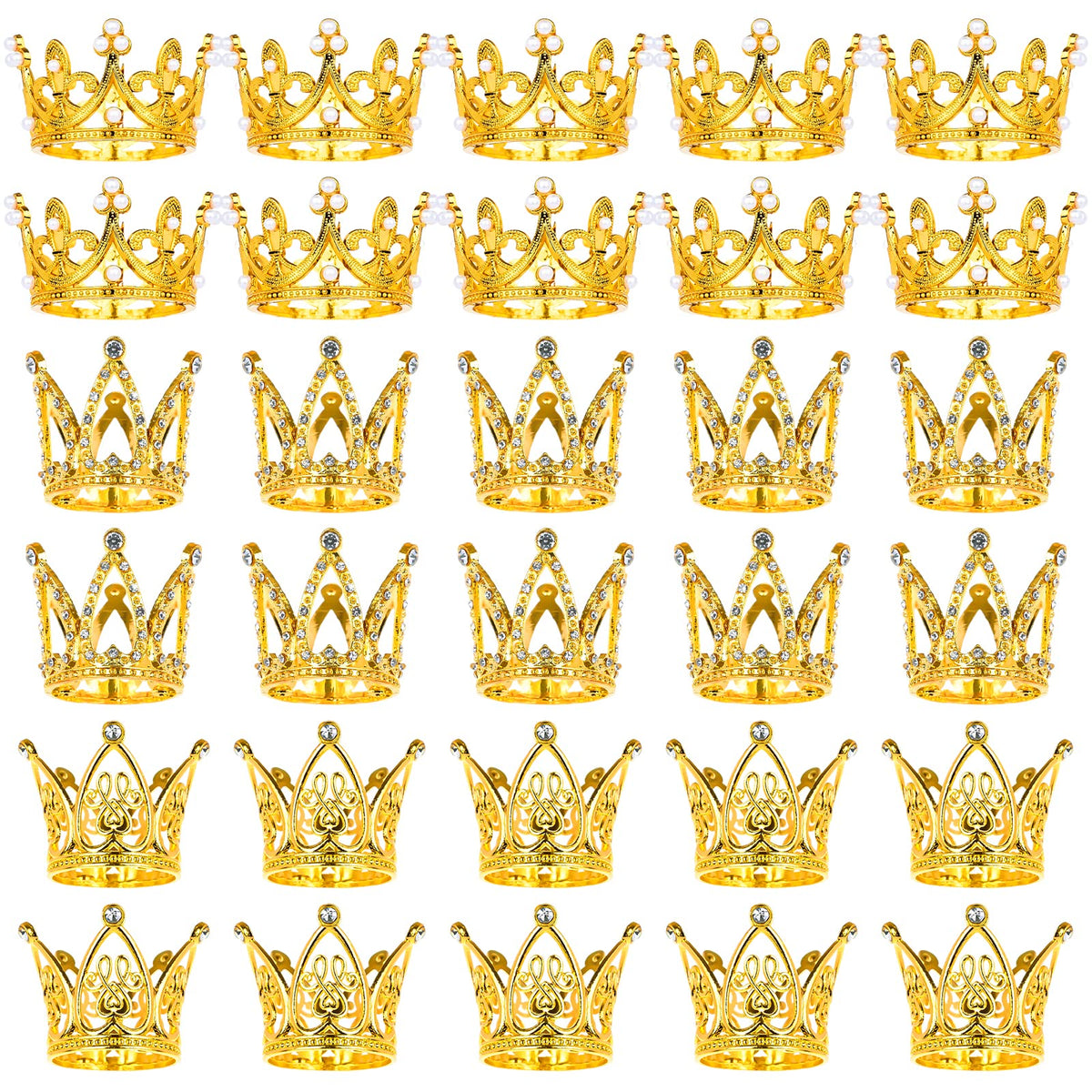MJOGGOTT gold crown cake topper for elegant wedding and birthday cake decoration