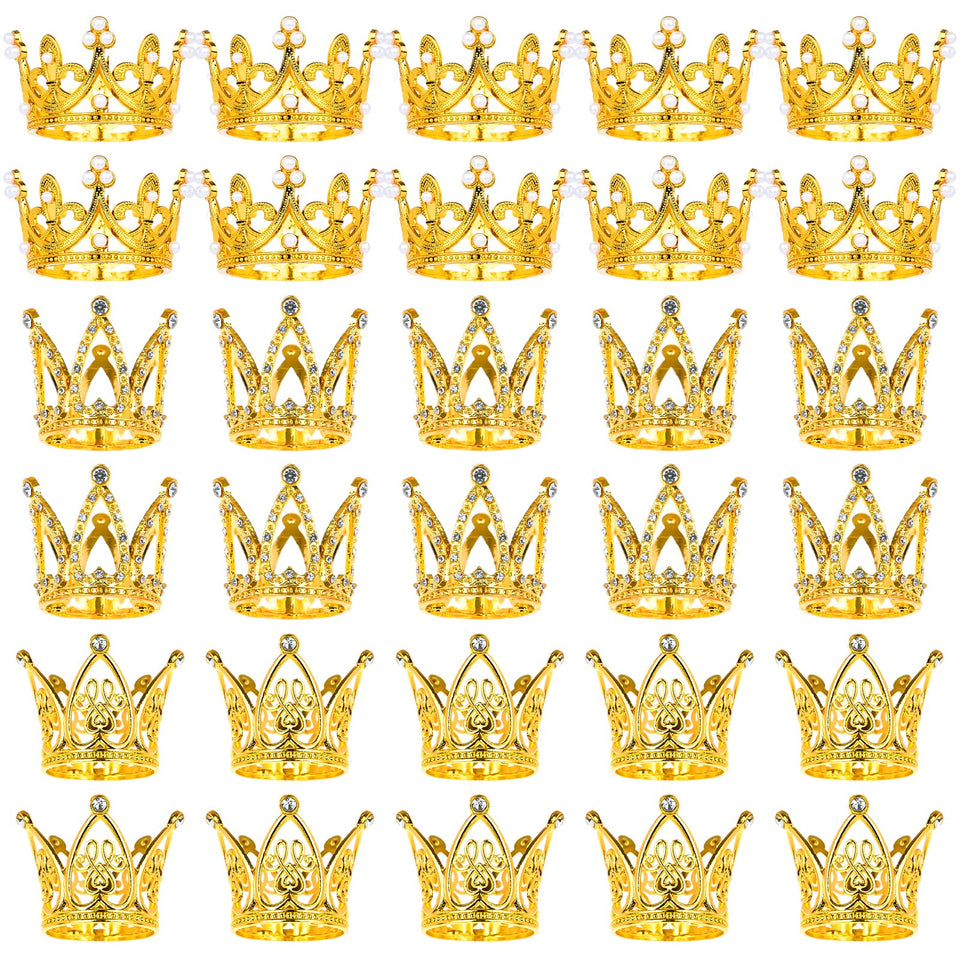 MJOGGOTT gold crown cake topper for elegant wedding and birthday cake decoration