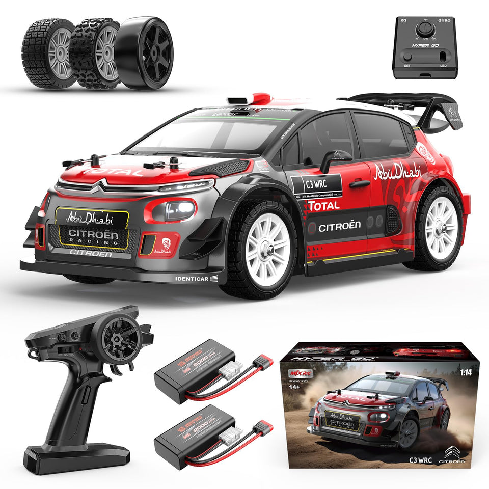 MJX Hyper GO 14303 Citroen C3 front view highlights authentic rally styling for hobbyists