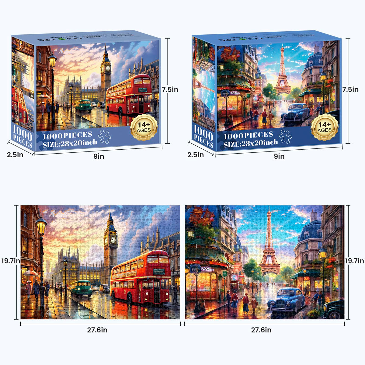 Mjyphdm Eiffel Tower 1000-piece puzzle assembly highlights iconic silhouette and satisfying completion.