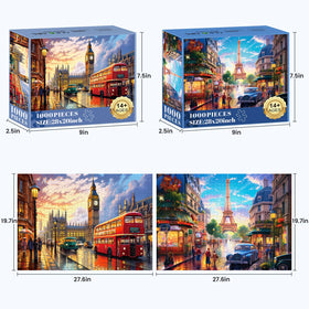 Mjyphdm Eiffel Tower 1000-piece puzzle assembly highlights iconic silhouette and satisfying completion.