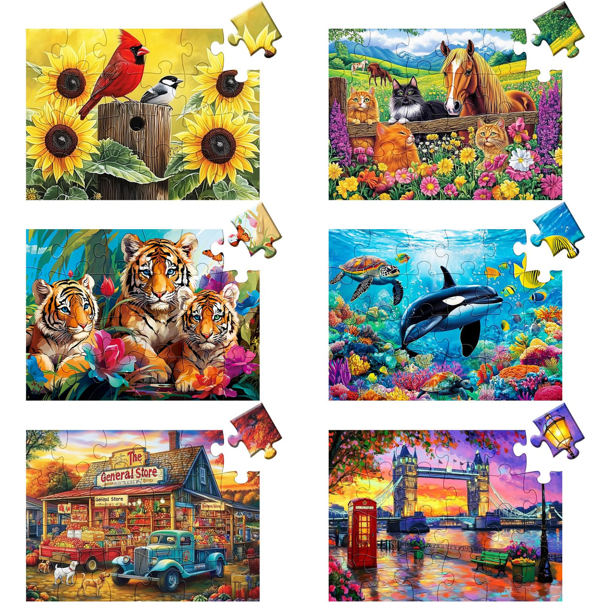 mjyphdm senior puzzle 24 large pieces 6-pack for seniors and memory engagement.