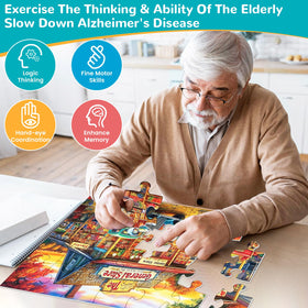 mjyphdm vibrant print puzzle collection with bright images for visual stimulation.