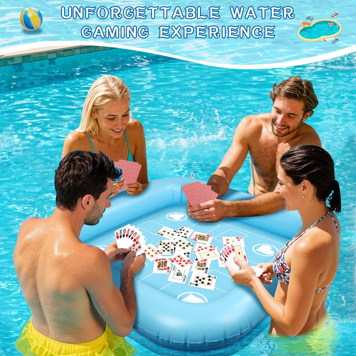 MJZ portable inflatable table folds compactly for beach trips and vacations.