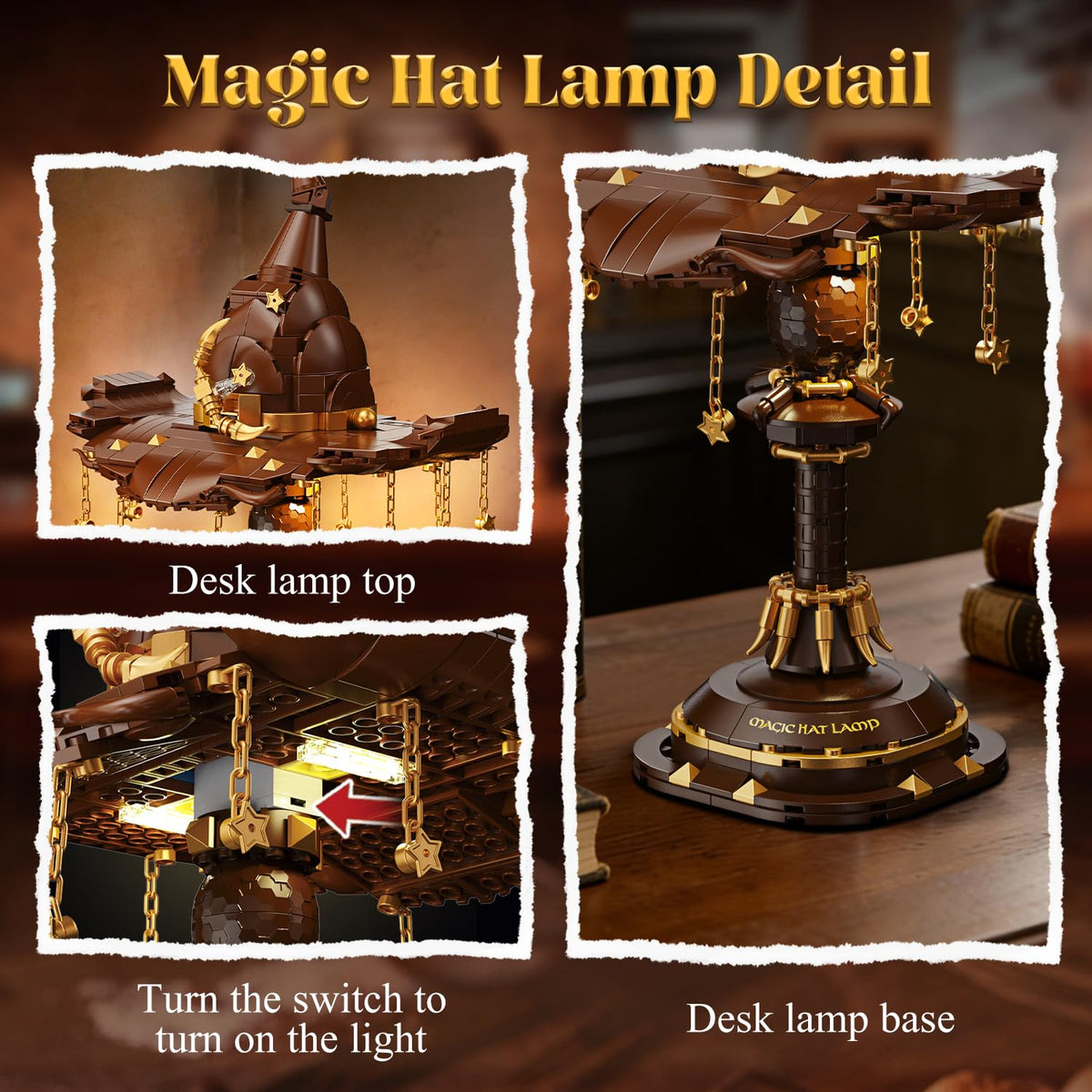 Mkmimo Wizard Hat Lamp displayed as a desk ornament