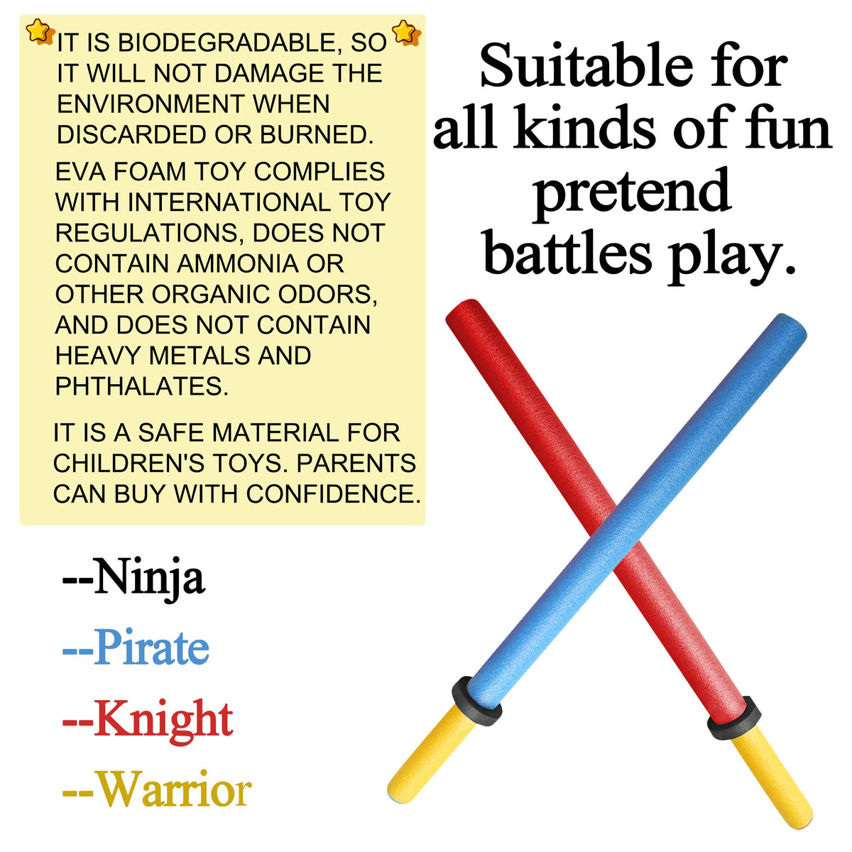 MLcnleS foam swords colorful designs highlight team play and easy distinction.