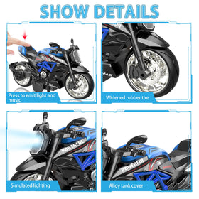MLcnleS pull-back action motorcycles with easy handling and quick starts.