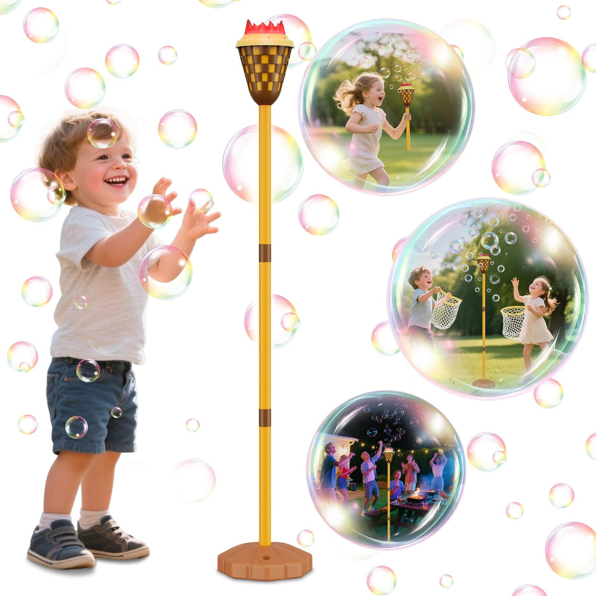 MLDKA Bubble Machine for kids dancing bubbles and music, perfect for parties.
