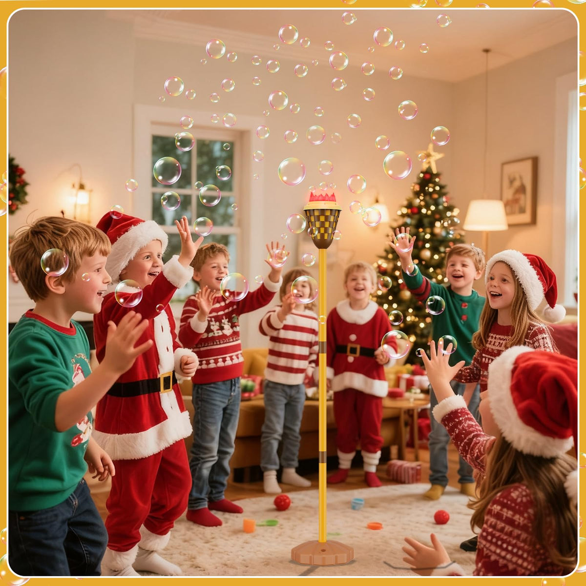 MLDKA bubble machine with music and colorful lighting for events.