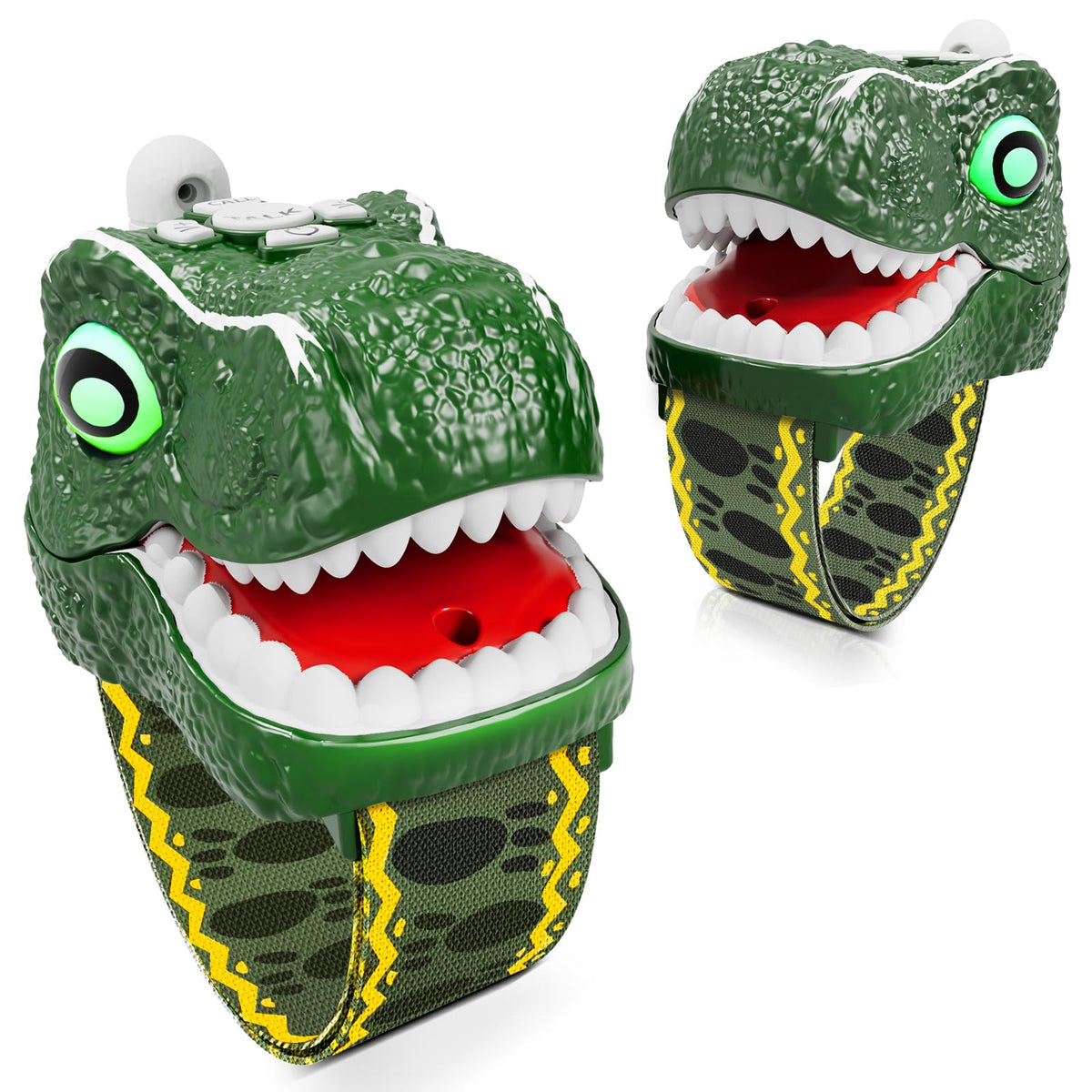 MLDKA dinosaur walkie talkies 2-pack for kids, vivid dinosaur design sparks imaginative outdoor play.