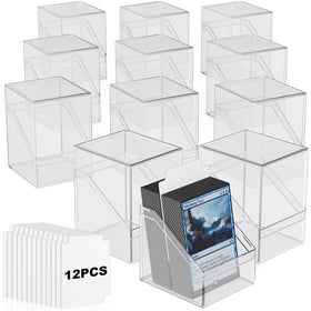 Mlikero 12-pack card deck cases in a clear box for easy organization and transport.