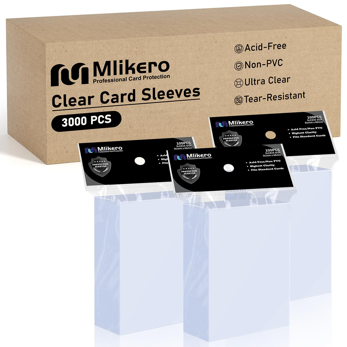 Mlikero 3000-count card sleeves pack protects MTG and other cards with durable non-PVC polypropylene.