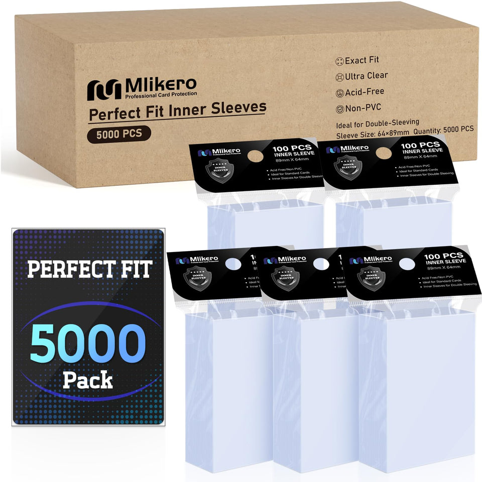 MLIKERO 5000-pack inner sleeves protect and organize trading cards.