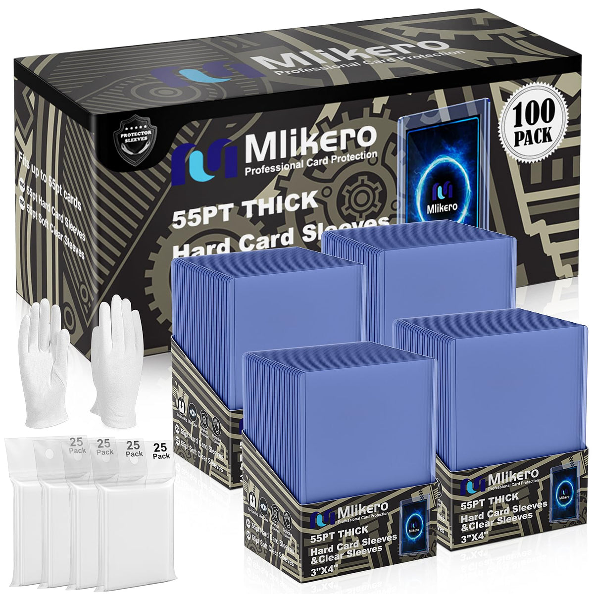 Mlikero 55pt top loader baseball 3x4 offers clear display and thick-card protection.